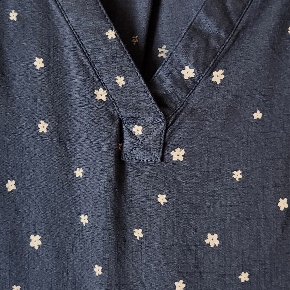 NWOT Navy Sleeveless Blouse with Pink Floral Print - Picture 3 of 4